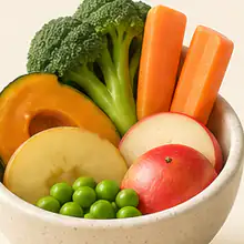 Tigela de alimentos frescos.